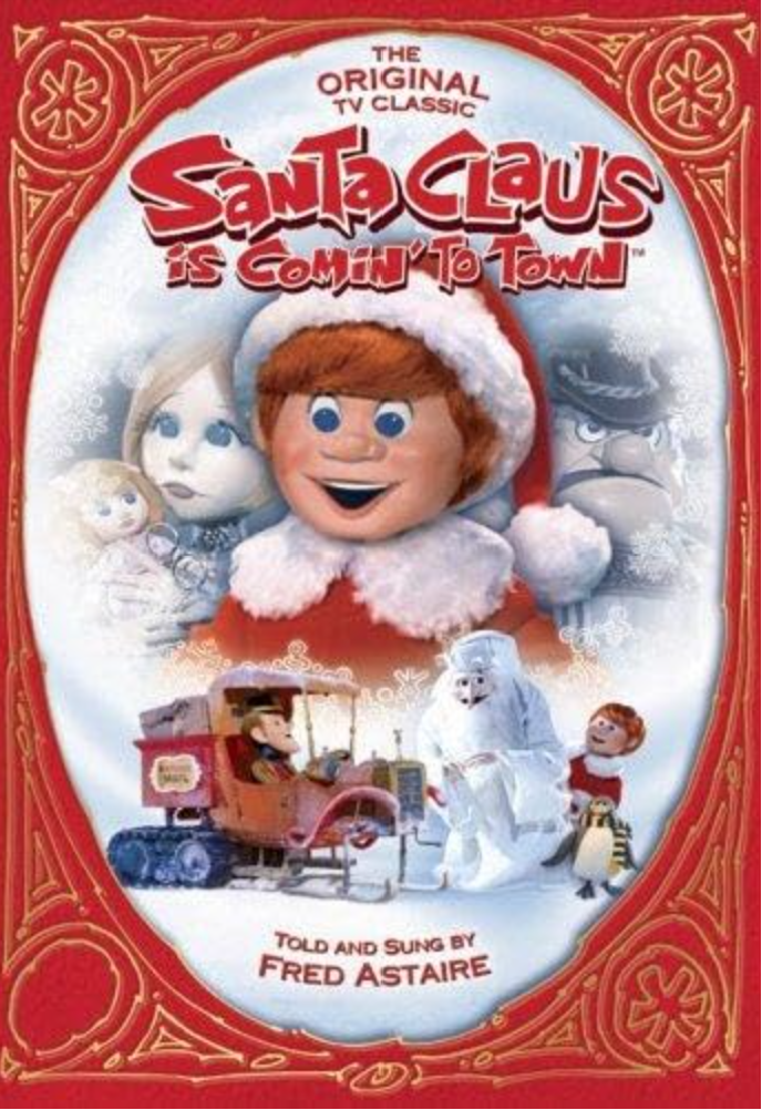 Santa claus is coming to town movie poster with santa claus and other characters