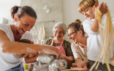 family making pasta