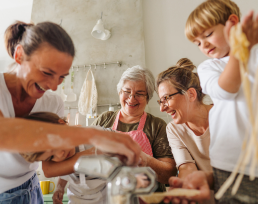 family making pasta